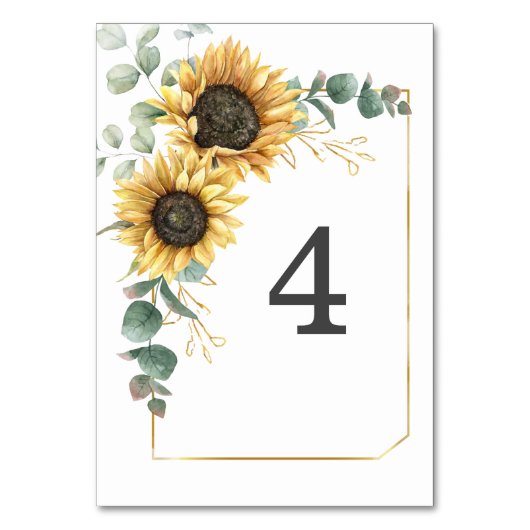 Numéro De Table Mariage floral de tournesol Eucalyptus (Par défaut)