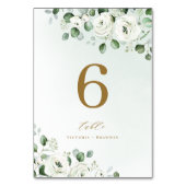 Numéro De Table Mariage floral de verdure d'eucalyptus or vert (Dos)