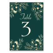 Numéro De Table Mariage Floral d'émeraude d'or (Dos)