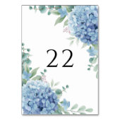 Numéro De Table Mariage Floral d'Hydrangea Bleu (Dos)