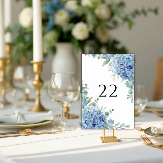 Numéro De Table Mariage Floral d'Hydrangea Bleu