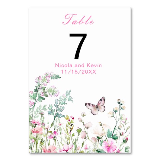 Numéro De Table Mariage floral du papillon vert du printemps (Par défaut)