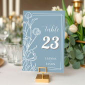 Numéro De Table Mariage floral Dusty Blue