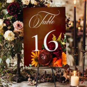 Numéro De Table Mariage Floral Élégant Crépuscule d'Été
