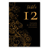 Numéro De Table Mariage floral élégant or et noir (Par défaut)