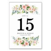 Numéro De Table Mariage Floral Élégant Rose (Dos)