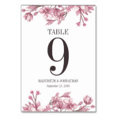 Numéro De Table Mariage floral en fleurs de cerisier rose (Par défaut)