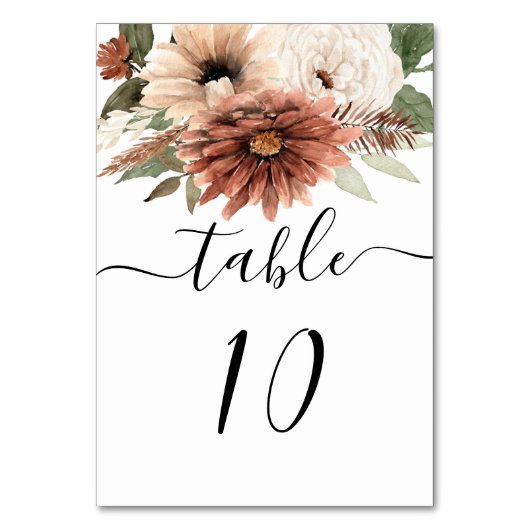 Numéro De Table Mariage floral en terre cuite Boho (Par défaut)