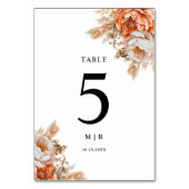 Numéro De Table Mariage floral en terre cuite rouillée Numéro de t (Dos)