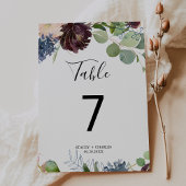 Numéro De Table Mariage Floral et Végétal Bourgogne