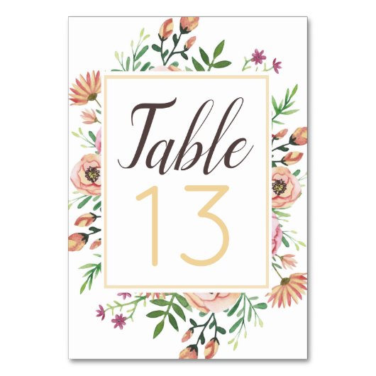 Numéro De Table Mariage Floral Fleurs de Pêche (Par défaut)