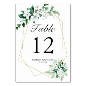 Numéro De Table Mariage Floral Géométrique de Verdure (Dos)
