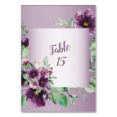 Numéro De Table Mariage Floral Géométrique de Verdure Violette (Dos)