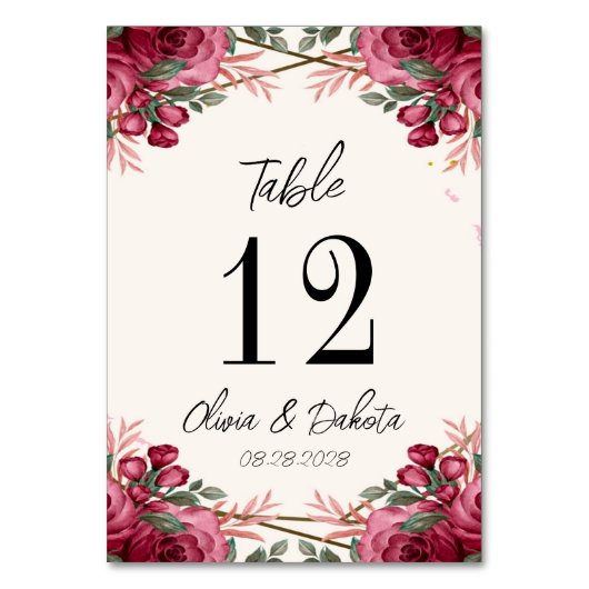 Numéro De Table Mariage floral géométrique Dusty Rose (Par défaut)