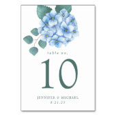 Numéro De Table Mariage Floral Hydrangea Bleu (Dos)
