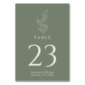 Numéro De Table Mariage Floral Ivy Vert Sauge (Dos)