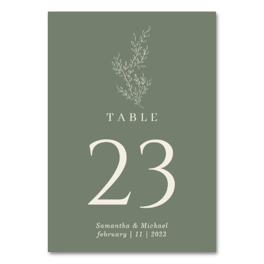 Numéro De Table Mariage Floral Ivy Vert Sauge (Par défaut)