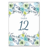 Numéro De Table Mariage Floral Jaune Bleu Clair Vert (Dos)