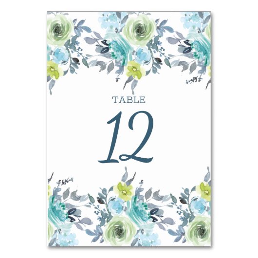 Numéro De Table Mariage Floral Jaune Bleu Clair Vert (Par défaut)
