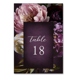 Numéro De Table Mariage Floral Maximaliste Violet Élégant