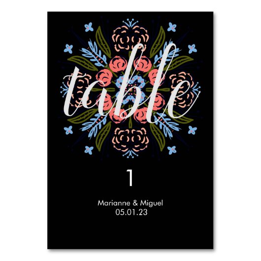 Numéro De Table Mariage Floral Médallion Noir Siège   (Par défaut)