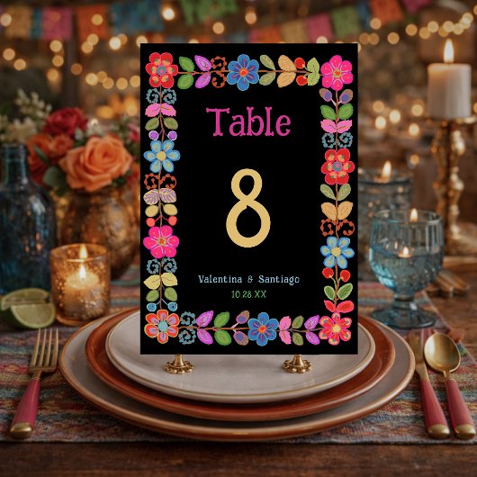 Numéro De Table Mariage floral mexicain moderne