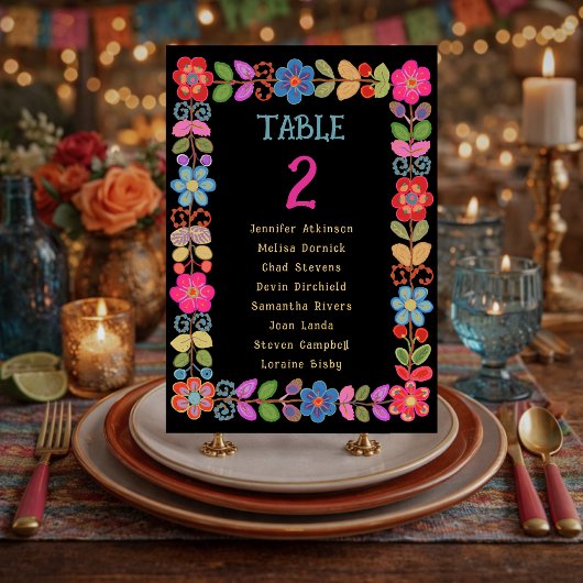 Numéro De Table Mariage floral mexicain moderne