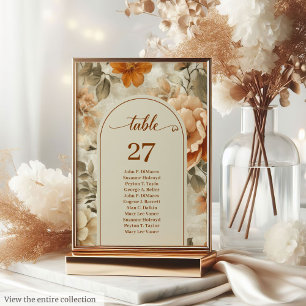 Numéro De Table Mariage Floral Minimaliste Bohème Terreux Ivoire S
