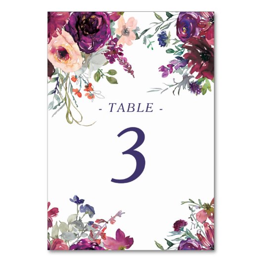 Numéro De Table Mariage Floral moderne (Dos)