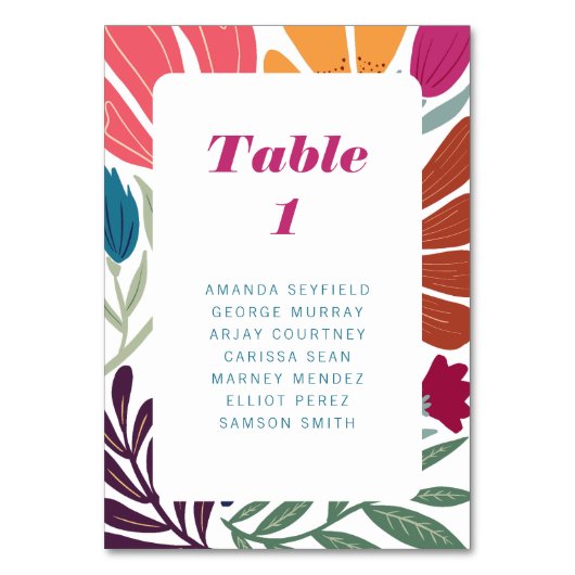 Numéro De Table Mariage floral moderne multicolore rétro (Par défaut)