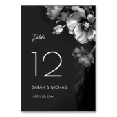 Numéro De Table Mariage floral noir argenté (Dos)