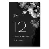 Numéro De Table Mariage floral noir argenté (Dos)