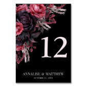 Numéro De Table Mariage floral noir gothique (Dos)