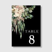 Numéro De Table Mariage Floral Noir Moderne