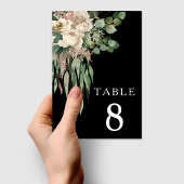 Numéro De Table Mariage Floral Noir Moderne
