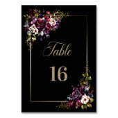 Numéro De Table Mariage floral noir pourpre bordeaux (Par défaut)