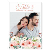 Numéro De Table Mariage floral Peach (Dos)