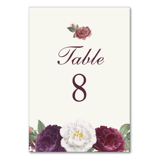 Numéro De Table Mariage floral pourpre (Dos)