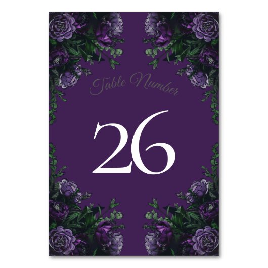 Numéro De Table Mariage floral pourpre (Dos)