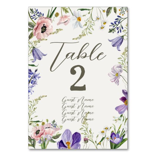 Numéro De Table Mariage floral pourpre et crème (Dos)