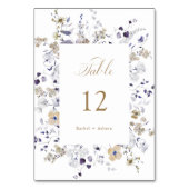 Numéro De Table Mariage Floral Romantique Violet Blanc Or (Dos)