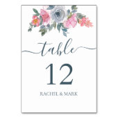 Numéro De Table Mariage floral rose bleu foncé (Par défaut)