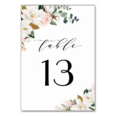 Numéro De Table Mariage floral rose et blanc Magnolia (Dos)
