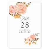 Numéro De Table Mariage floral rose et or à l'aquarelle (Par défaut)