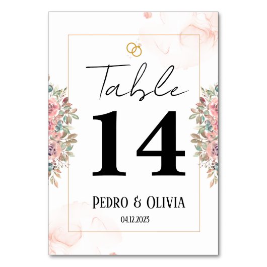 Numéro De Table Mariage floral rose moderne (Par défaut)