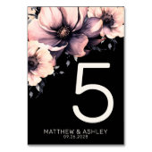 Numéro De Table Mariage Floral Rose Noir Moderne (Dos)