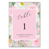 Numéro De Table Mariage Floral Rose Pâle (Dos)
