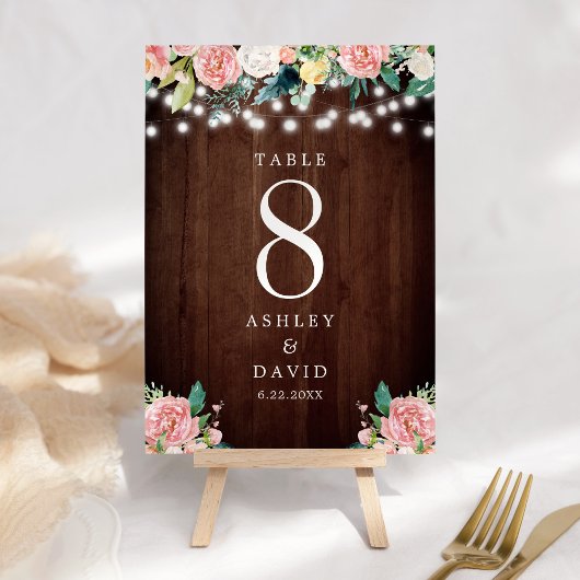 Numéro De Table Mariage floral rose pâle