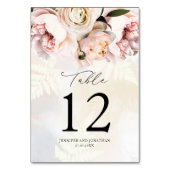 Numéro De Table Mariage Floral Rose Pâle Élégant (Dos)
