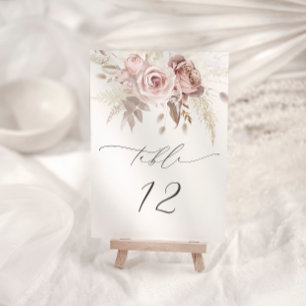 Numéro De Table Mariage floral rose pâle Rose